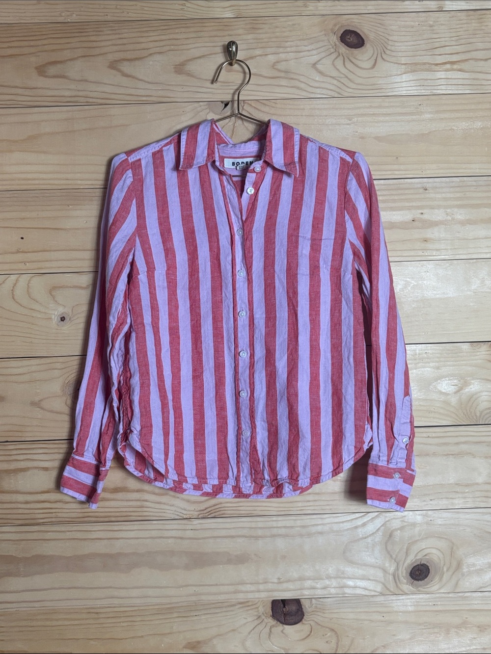Boden linen striped button down blouse size 4petite